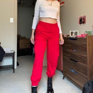 forever 21 red cargo pants